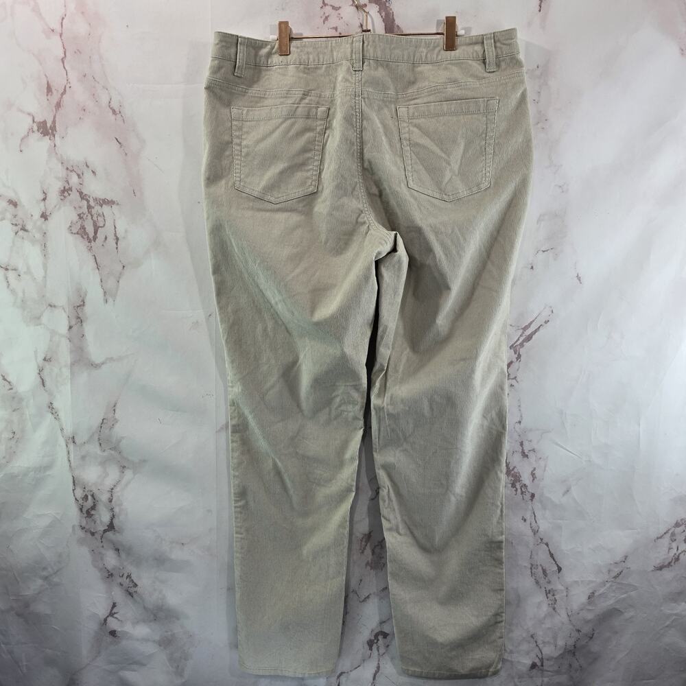 Garnet Hill Pants Womens 18 Beige Cream Corduroy High Rise Neutral Stretch